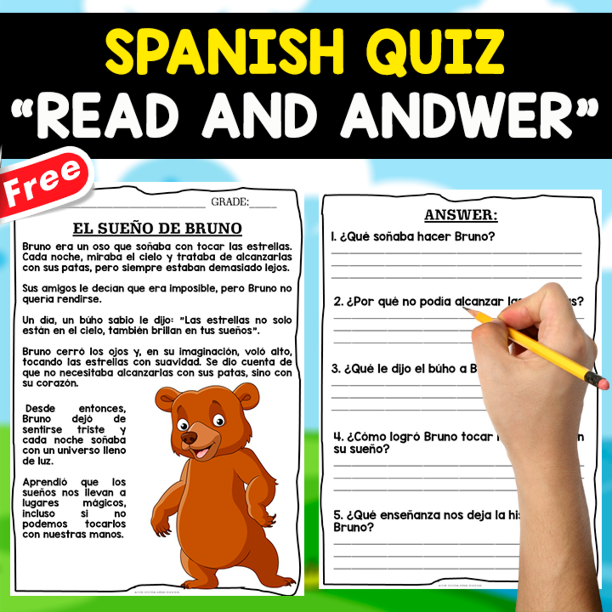 An educational teaching resource from EDITORIAL LAURA EDUCA entitled TEXT COMPREHENSION IN SPANISH | EL SUEÑO DEL OSO downloadable at Teach Simple.