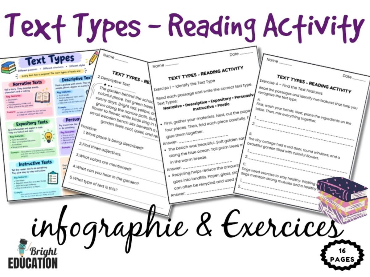 Text Types Reading Activity – Text Types Infographic & Execices preview