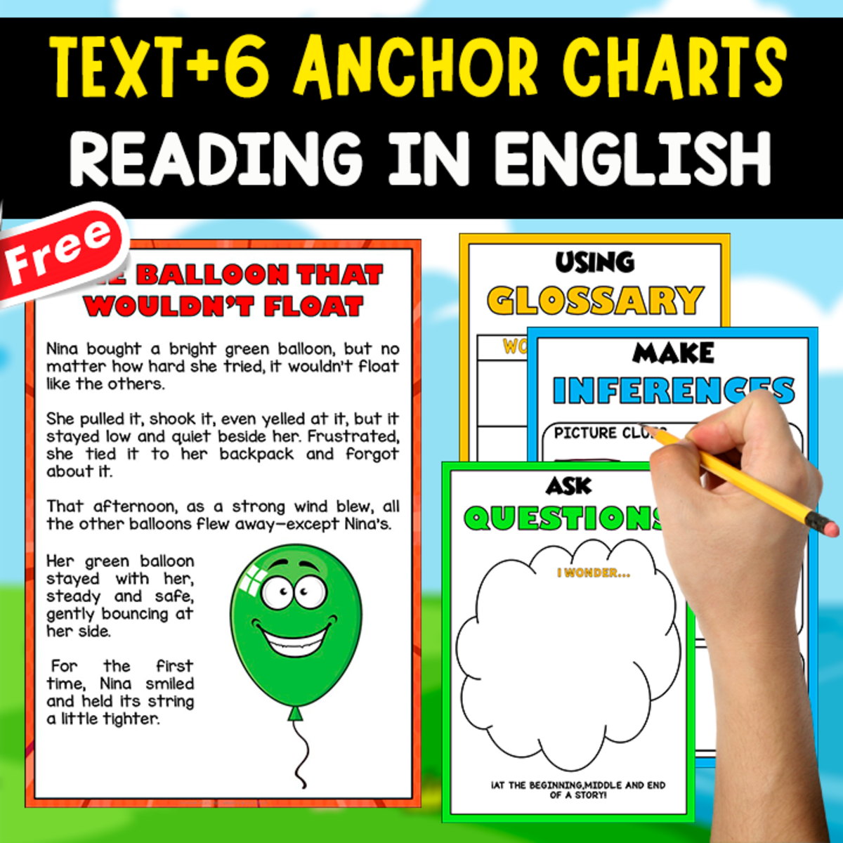 An educational teaching resource from EDITORIAL LAURA EDUCA entitled TEXT+6 ANCHOR CHARTS | The Balloon That Wouldn’t Float downloadable at Teach Simple.