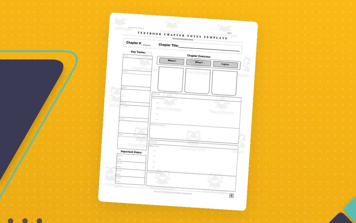 An educational teaching resource from Creating History entitled Textbook Chapter Notes – Structured Template downloadable at Teach Simple.