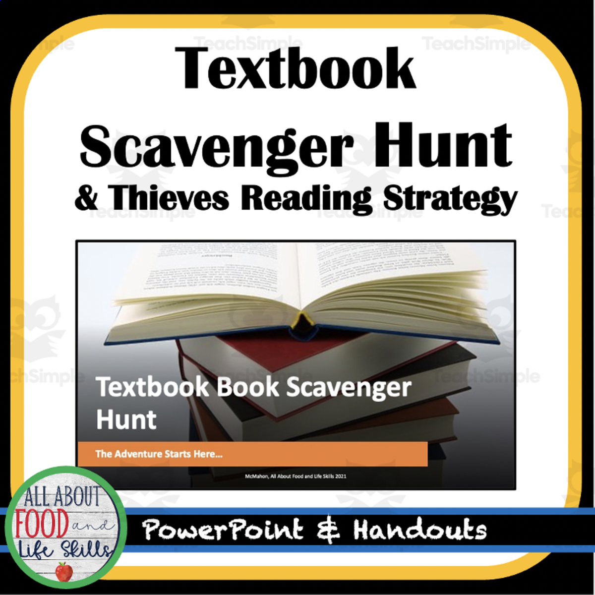 An educational teaching resource from All About Food and Life Skills entitled Textbook Scavenger Hunt & THIEVES Reading Strategy downloadable at Teach Simple.