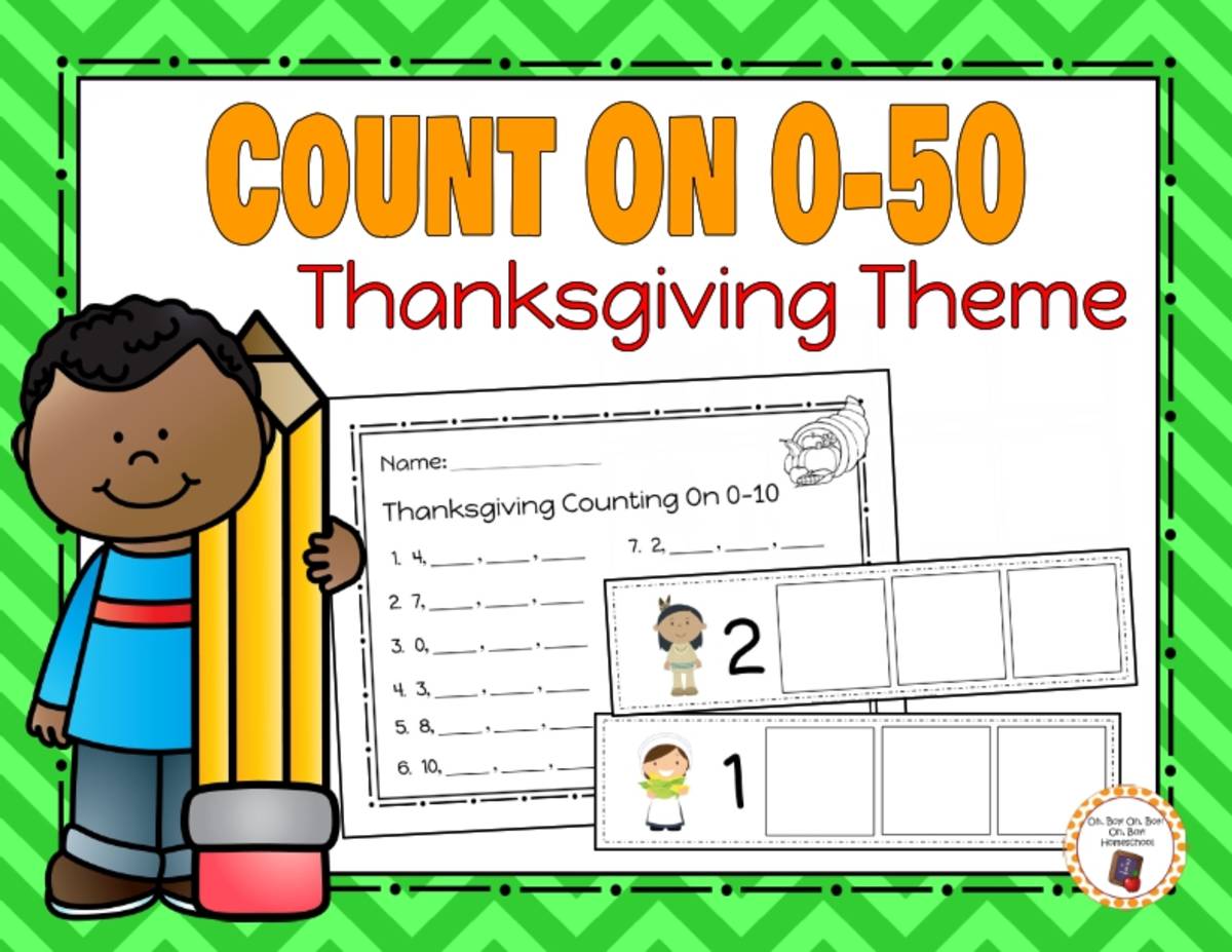 An educational teaching resource from Oh Boy Homeschool entitled Thanksgiving 0-50 Count on Activity downloadable at Teach Simple.