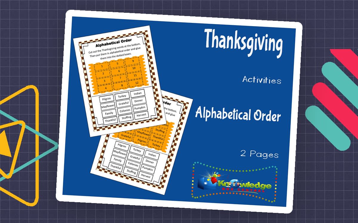 An educational teaching resource from Knowledge Box Central entitled Thanksgiving Activities: Alphabetical Order & Key downloadable at Teach Simple.