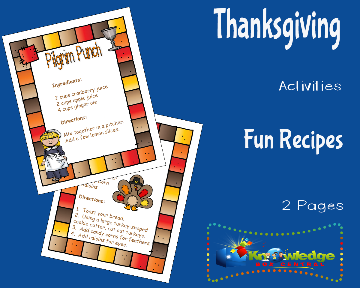An educational teaching resource from Knowledge Box Central entitled Thanksgiving Activities: Fun Recipes downloadable at Teach Simple.