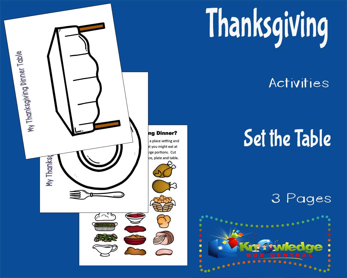 An educational teaching resource from Knowledge Box Central entitled Thanksgiving Activities: Set the Table downloadable at Teach Simple.