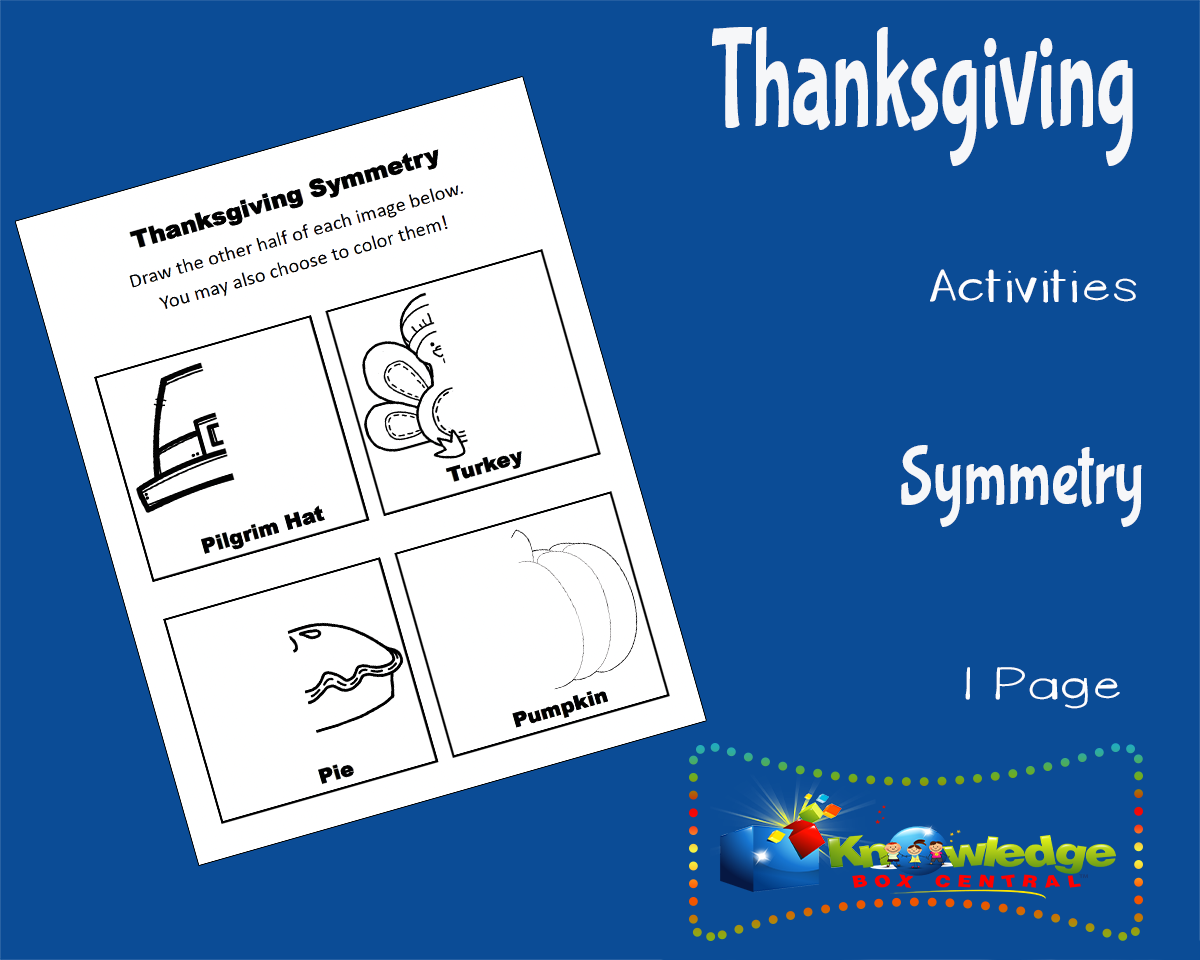 An educational teaching resource from Knowledge Box Central entitled Thanksgiving Activities: Symmetry downloadable at Teach Simple.