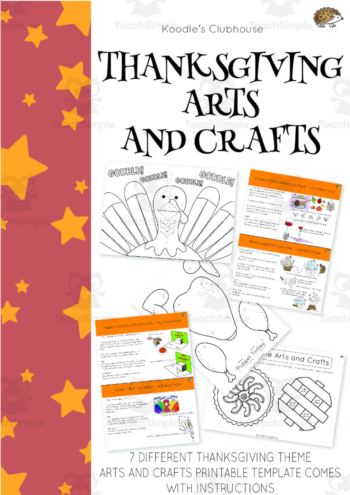 An educational teaching resource from Koodles Clubhouse entitled Thanksgiving Arts and Crafts downloadable at Teach Simple.