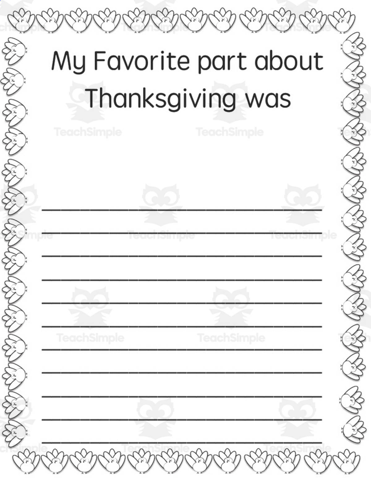 An educational teaching resource from Rebecca Hurd entitled Thanksgiving Break Take Home Packet downloadable at Teach Simple.