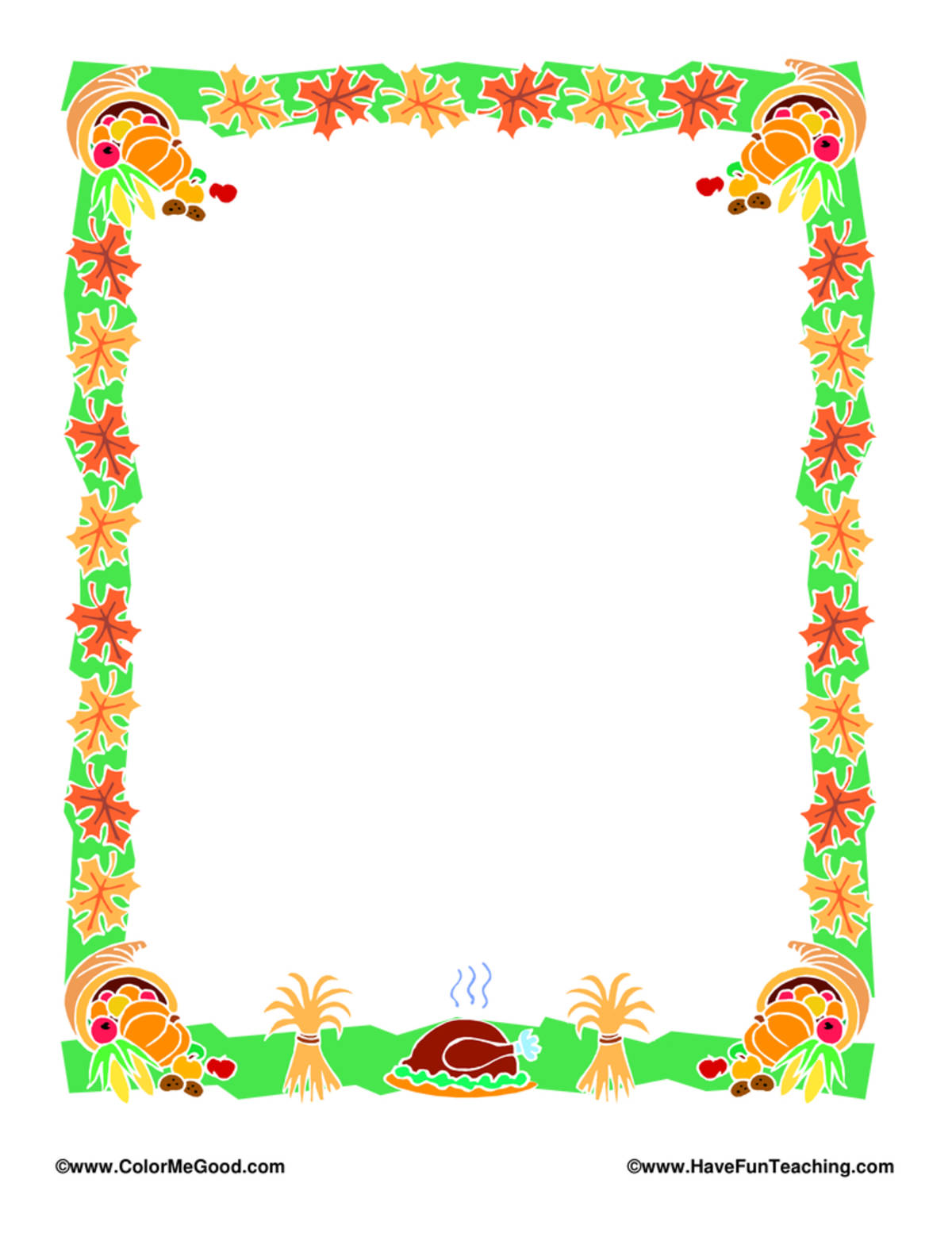 An educational teaching resource from Have Fun Teaching entitled Thanksgiving Cornucopia Writing Paper downloadable at Teach Simple.