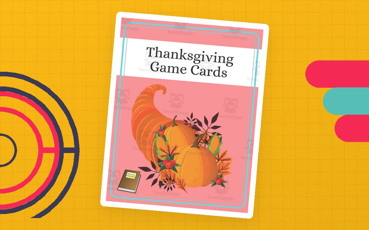 An educational teaching resource from More Than Just Reading entitled Thanksgiving Game Cards downloadable at Teach Simple.