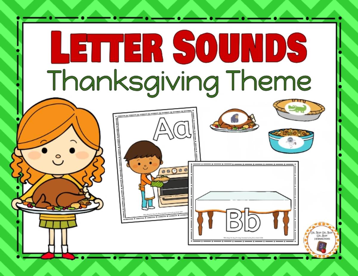 An educational teaching resource from Oh Boy Homeschool entitled Thanksgiving Letter Sounds Activies downloadable at Teach Simple.