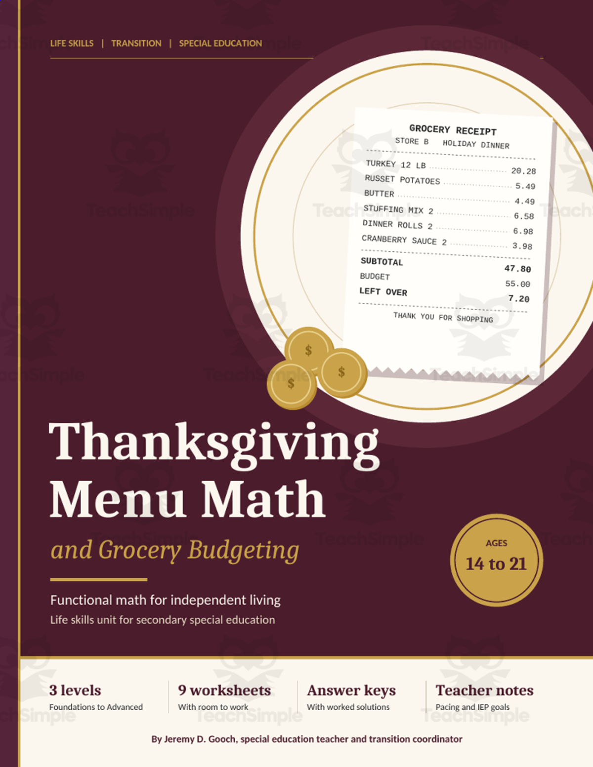 Thanksgiving Menu Math and Grocery Budgeting Life Skills preview