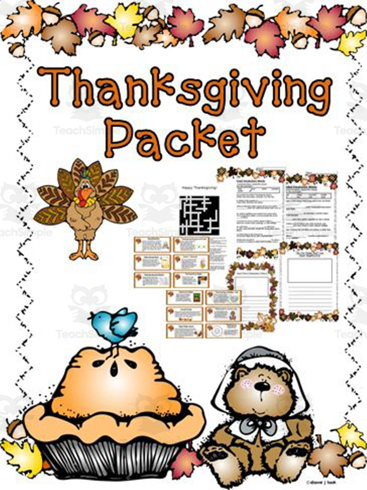 An educational teaching resource from The Teacher Team entitled Thanksgiving Packet downloadable at Teach Simple.