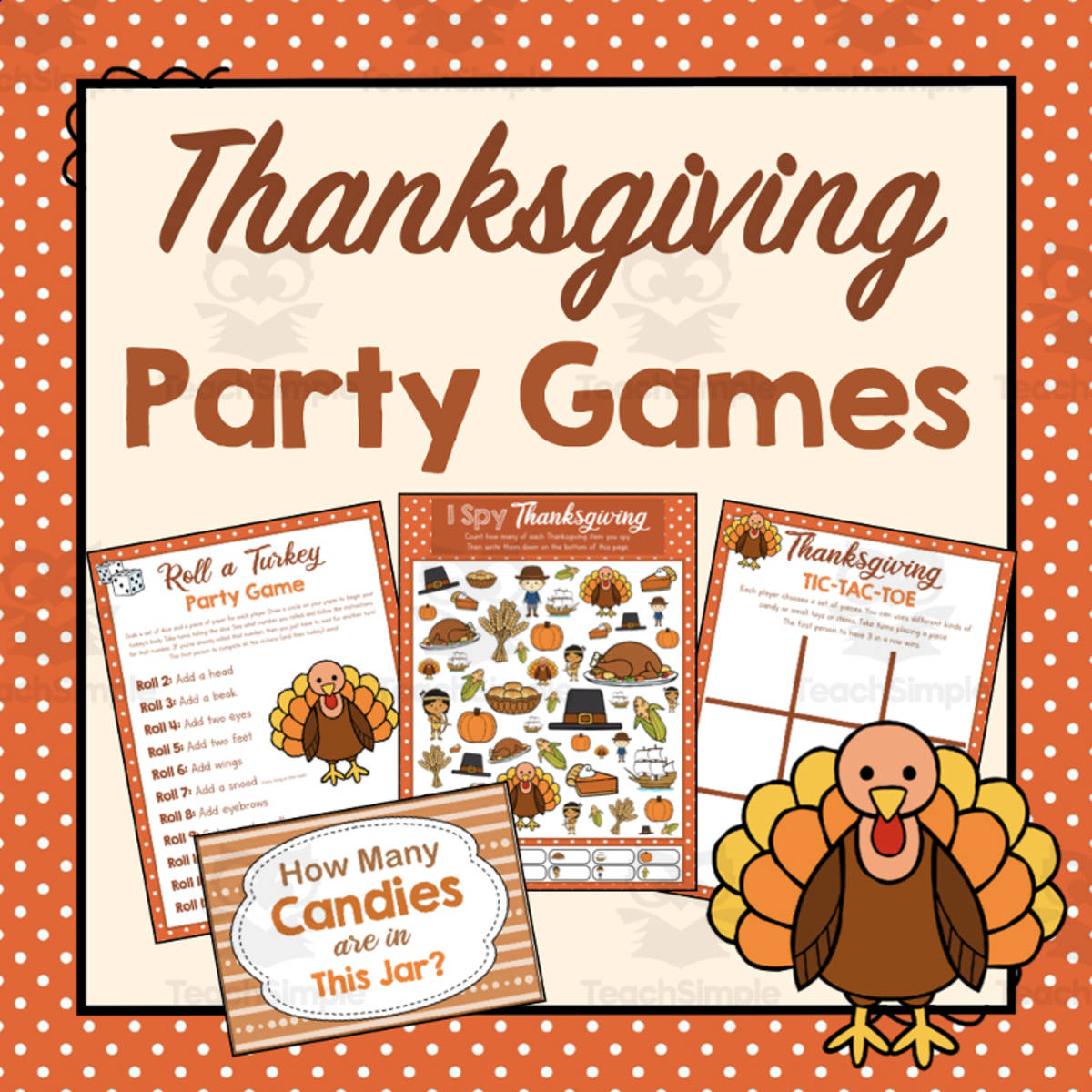 An educational teaching resource from Simply Schoolgirl entitled Thanksgiving Party Games downloadable at Teach Simple.