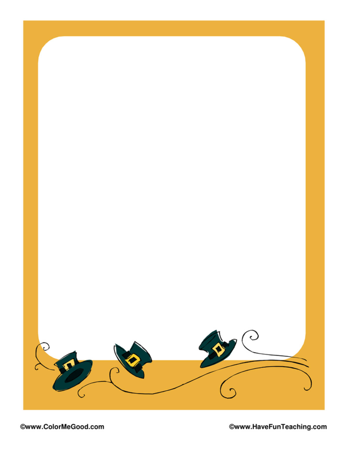 An educational teaching resource from Have Fun Teaching entitled Thanksgiving Pilgrim Hat Border Writing Paper downloadable at Teach Simple.