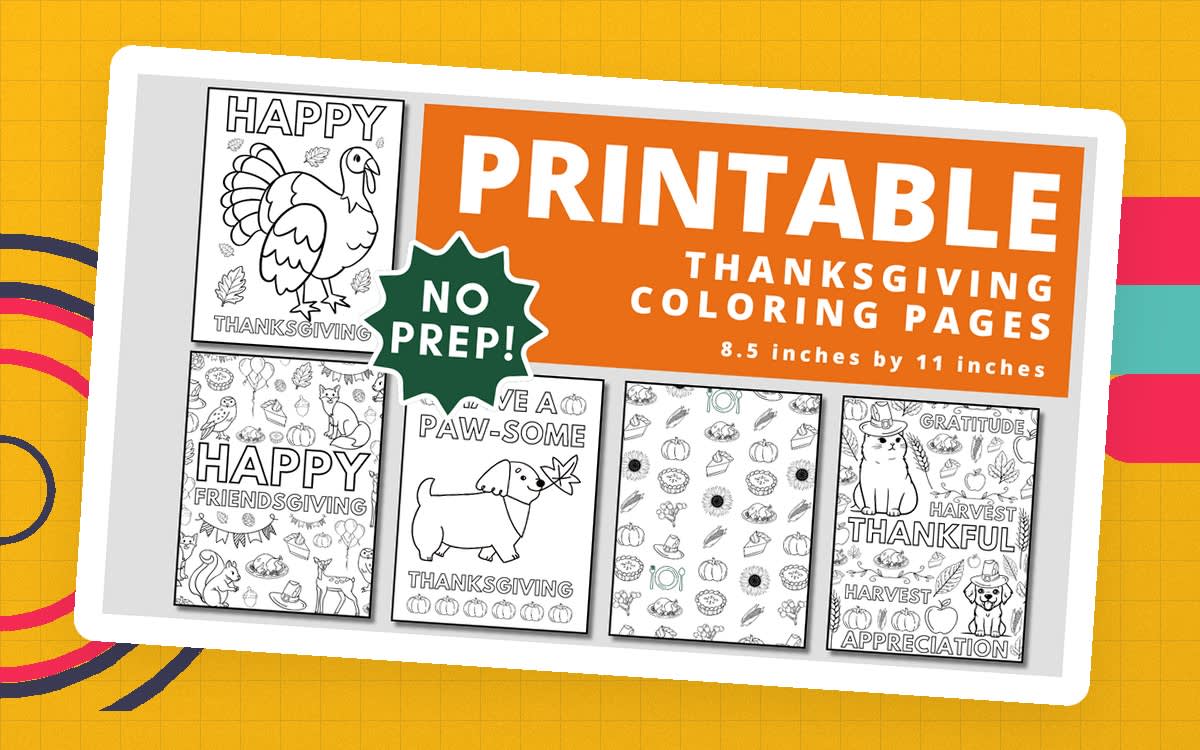 An educational teaching resource from Teacher Jenny entitled Thanksgiving Printable Coloring Pages downloadable at Teach Simple.
