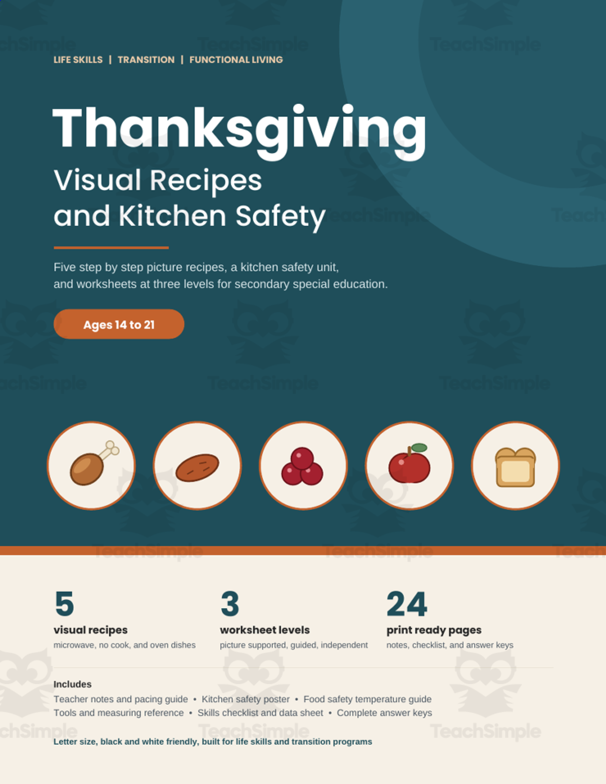 Thanksgiving Visual Recipes and Kitchen Safety Life Skills preview