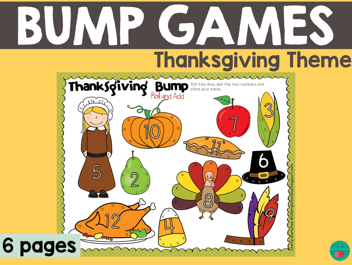 An educational teaching resource from Cherry Workshop entitled Thanksgivng Bump Games downloadable at Teach Simple.