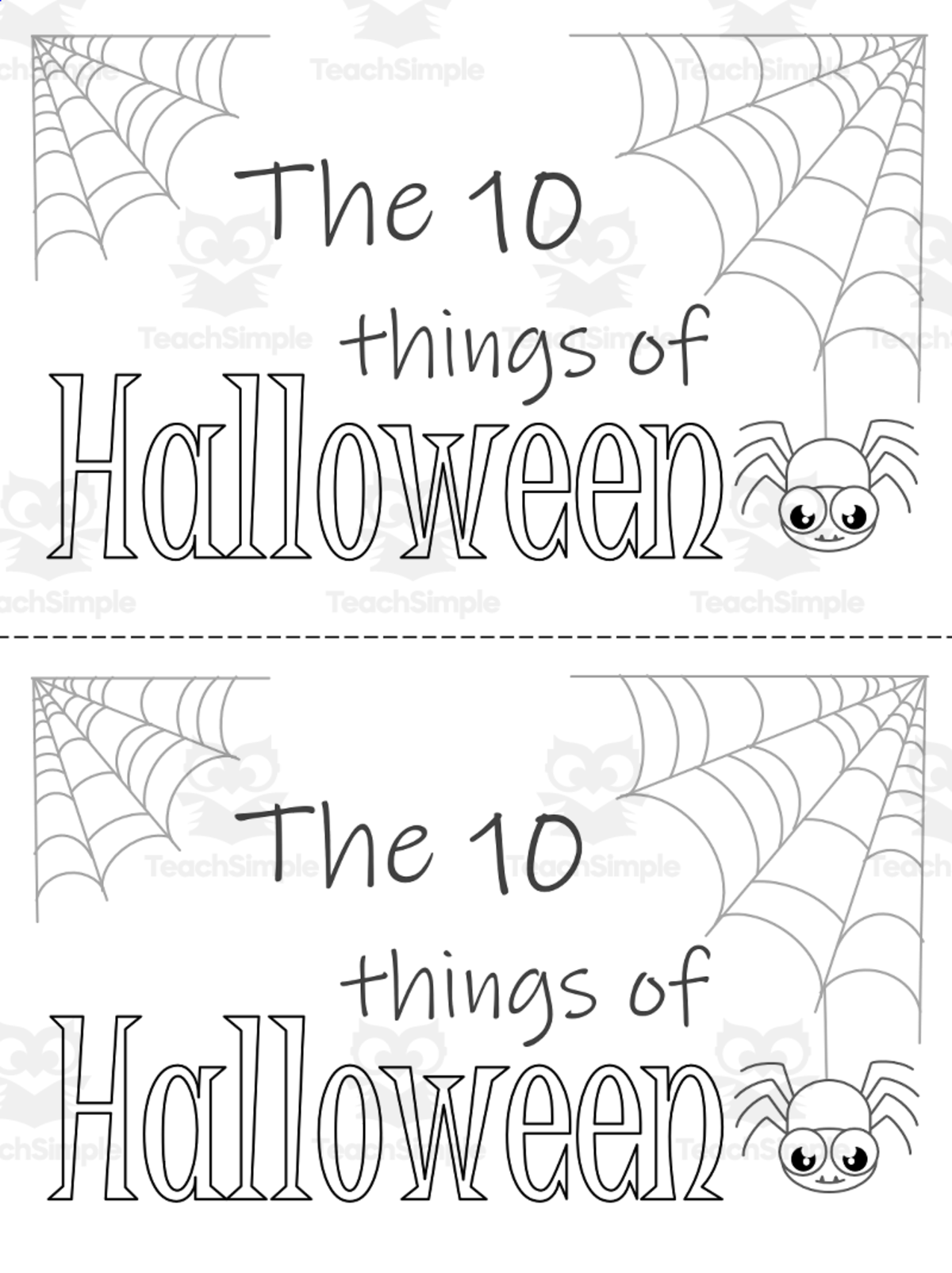 An educational teaching resource from Dixie Cup Worksheets entitled The 10 Things of Halloween downloadable at Teach Simple.