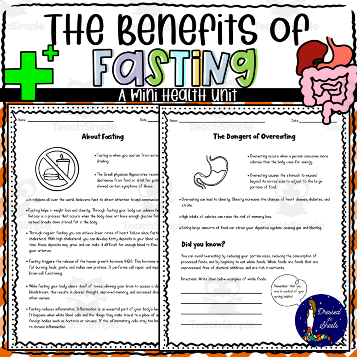 An educational teaching resource from Soumara Siddiqui entitled The Benefits of Fasting A Mini Health Unit downloadable at Teach Simple.