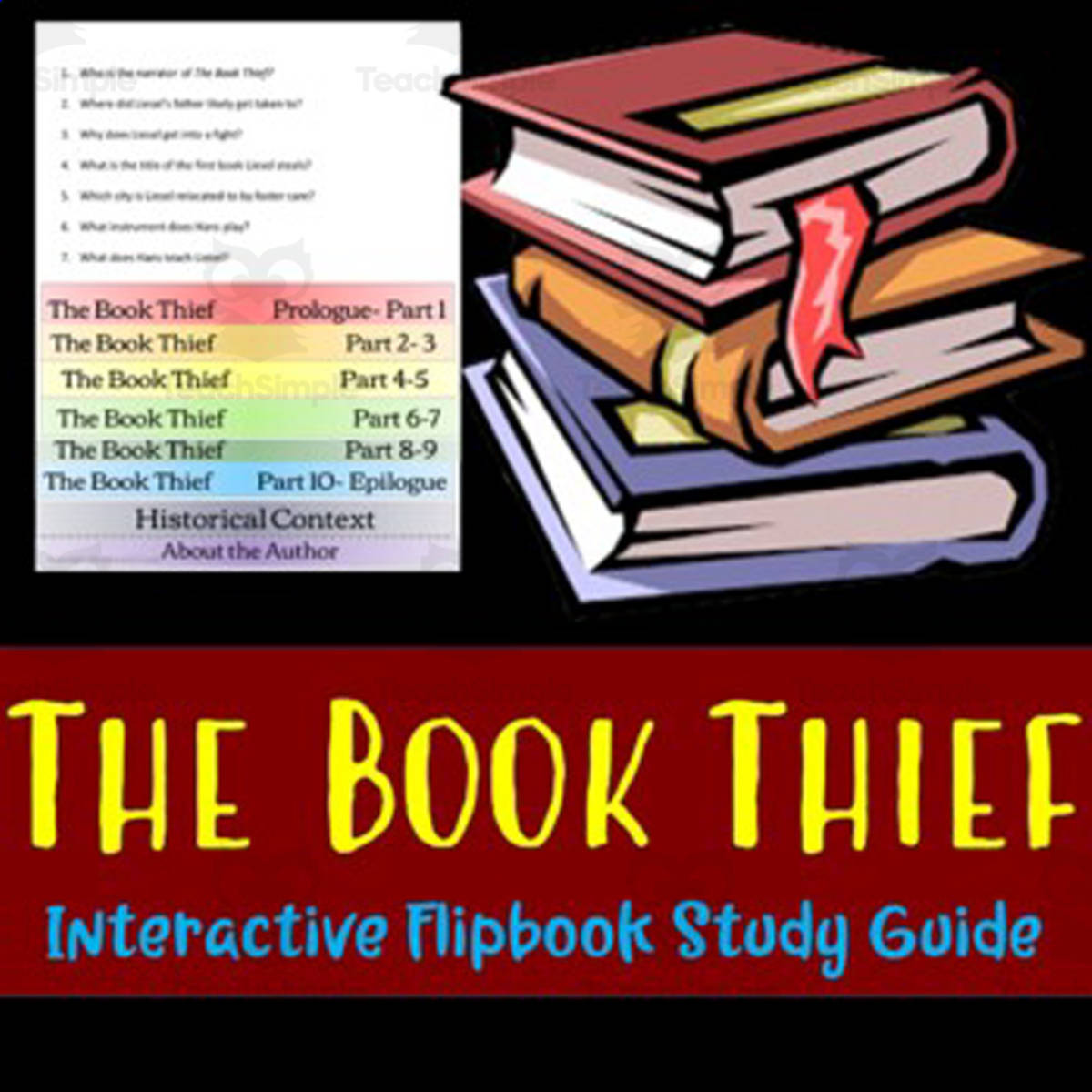 An educational teaching resource from Educate and Create entitled The Book Thief Flip book Study Guide downloadable at Teach Simple.