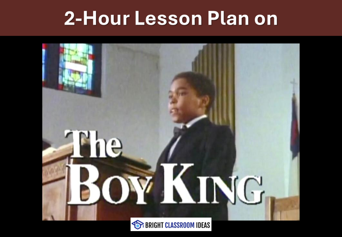 An educational teaching resource from Bright Classroom Ideas Marketplace entitled The Boy King (1986) – Martin Luther King Jr. 120' Lesson & Worksheet downloadable at Teach Simple.