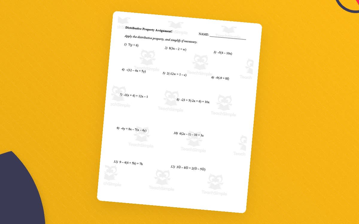 An educational teaching resource from Eddie McCarthy entitled The Distributive Property Guided Notes + Homework Set downloadable at Teach Simple.