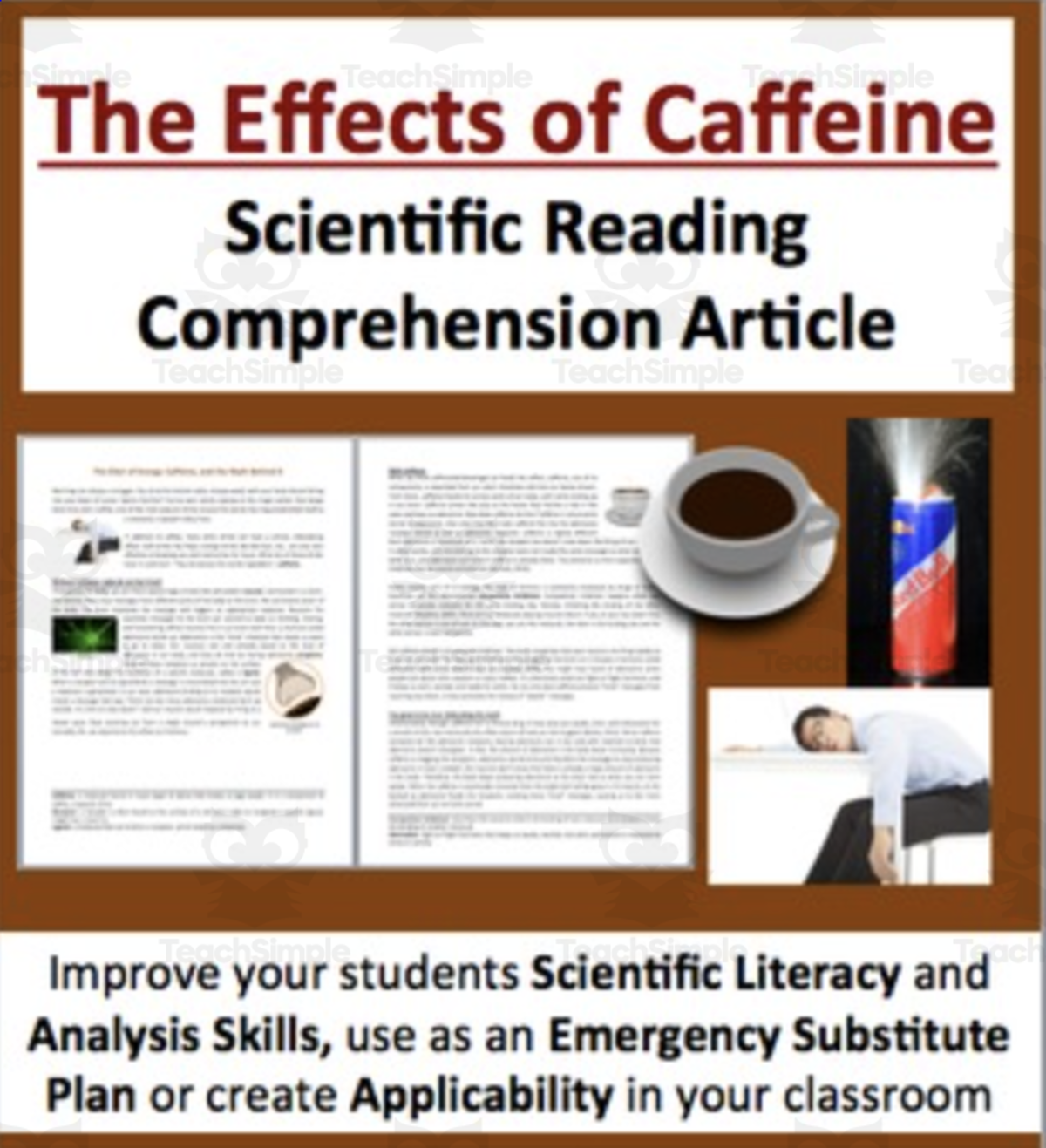 An educational teaching resource from Teach With Fergy entitled The Effects of Caffeine Reading Comprehension Article downloadable at Teach Simple.
