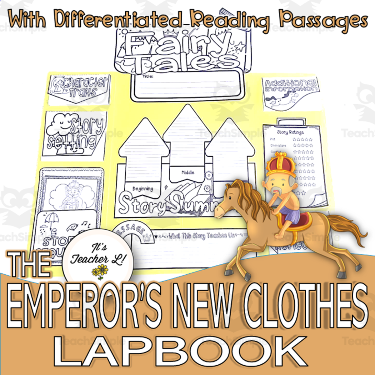 An educational teaching resource from It's Teacher L entitled The Emperor’s New Clothes Lapbook Project ELA Grades 3 4 5 downloadable at Teach Simple.