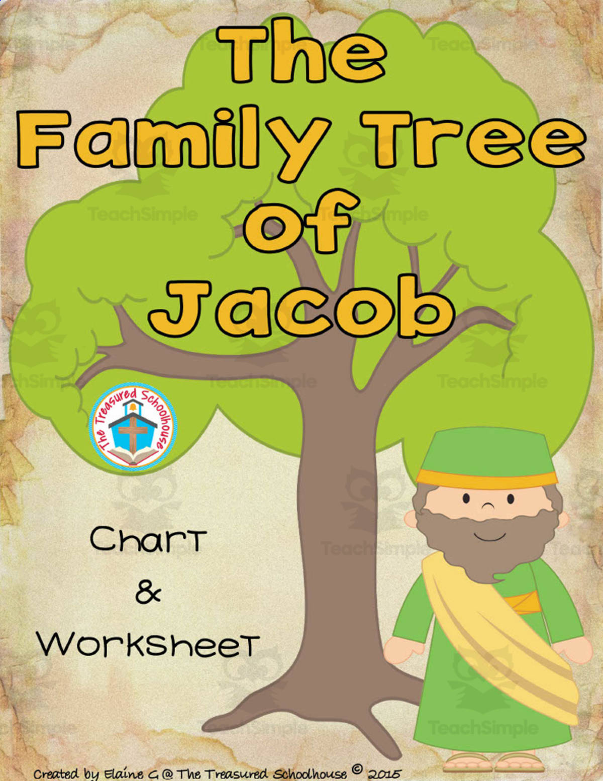 An educational teaching resource from The Treasured Schoolhouse entitled The Family Tree of Jacob Chart + Worksheet downloadable at Teach Simple.