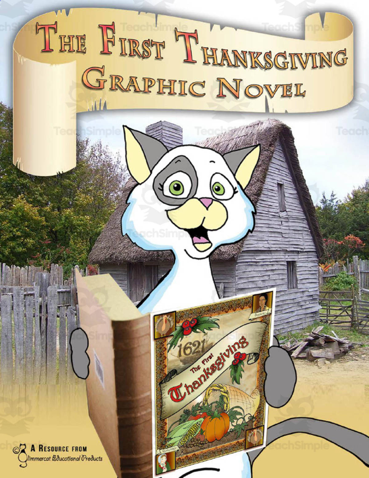 An educational teaching resource from Glimmercat Education entitled The First Thanksgiving Graphic Novel & Coloring Book downloadable at Teach Simple.