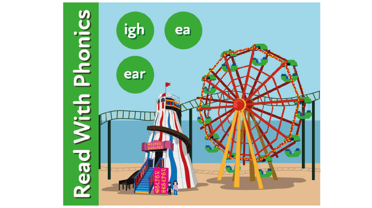 An educational teaching resource from Guinea Pig Education entitled The Funfair: Reinforces The Phonic Sounds ea and ear (as in seat and dear) downloadable at Teach Simple.