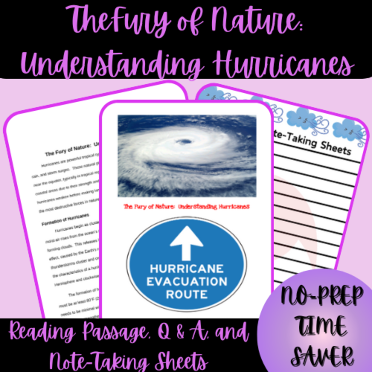 An educational teaching resource from Homeschool with Big Easy Homeschooling Mom entitled The Fury of Nature:  Understanding Hurricanes Reading Passage Resource downloadable at Teach Simple.