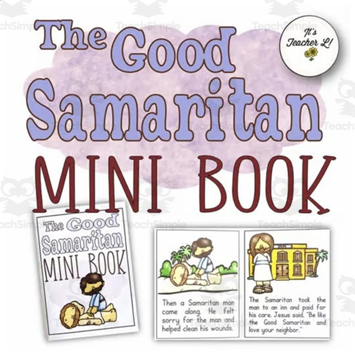 An educational teaching resource from It's Teacher L entitled The Good Samaritan Bible Story Foldable Mini Book Grade 1 2 3 ELA ELL downloadable at Teach Simple.