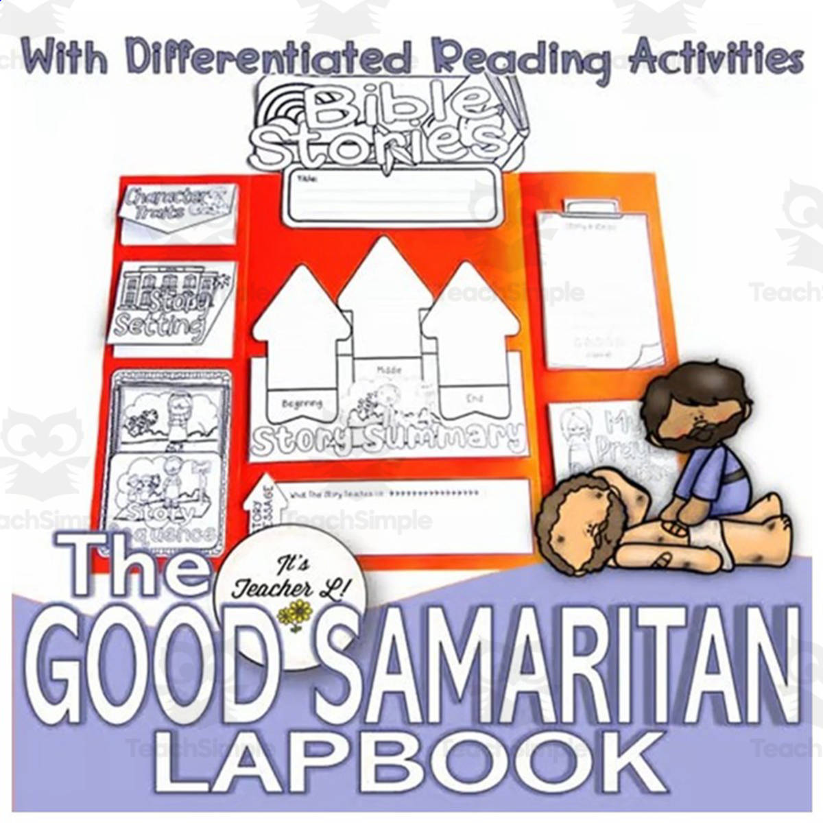 An educational teaching resource from It's Teacher L entitled The Good Samaritan Bible Story Lapbook Project Grade 1 2 3 ELA ELL downloadable at Teach Simple.