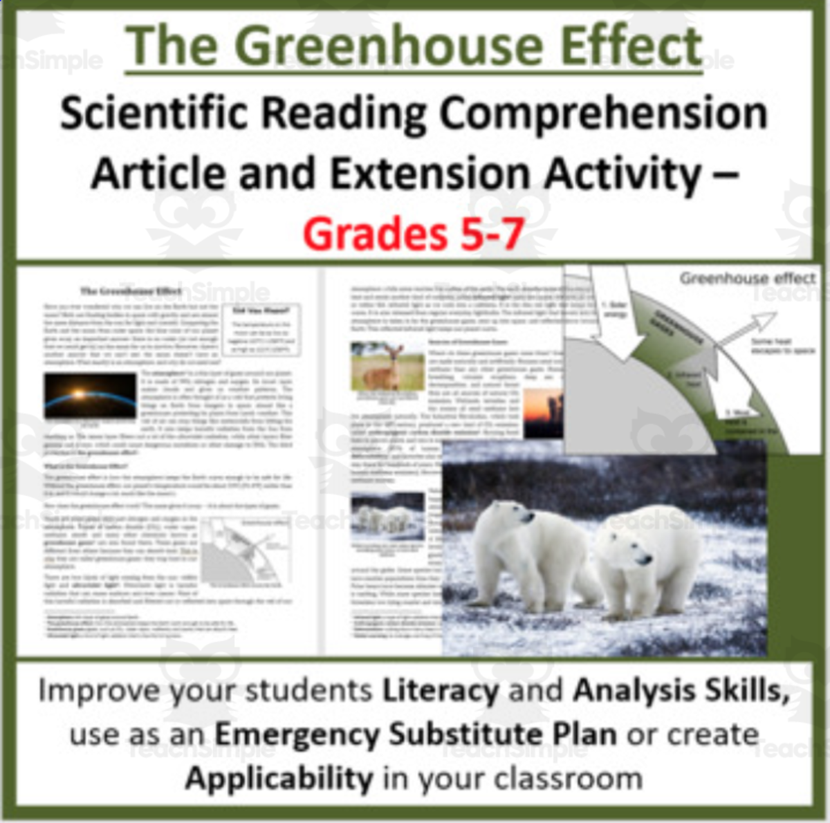 An educational teaching resource from Teach With Fergy entitled The Greenhouse Effect - Digital Science Reading Article - Grades 5-7 downloadable at Teach Simple.