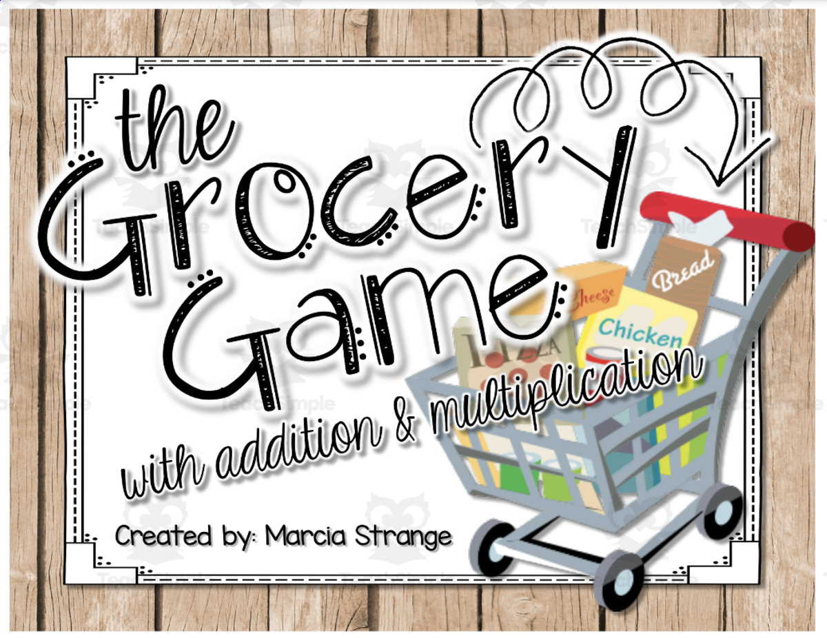 An educational teaching resource from Our Strange Class entitled The Grocery Game: Adding + Multiplying Money downloadable at Teach Simple.