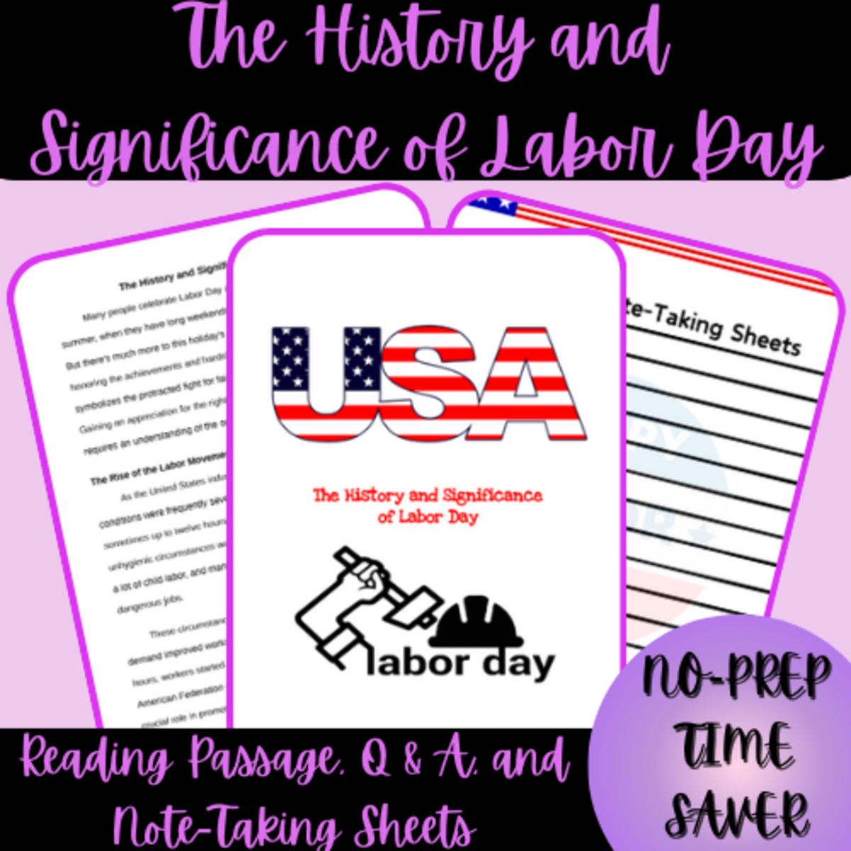 An educational teaching resource from Homeschool with Big Easy Homeschooling Mom entitled The HIstory and Significance of Labor Day Reading Passage, Q & A/Note downloadable at Teach Simple.