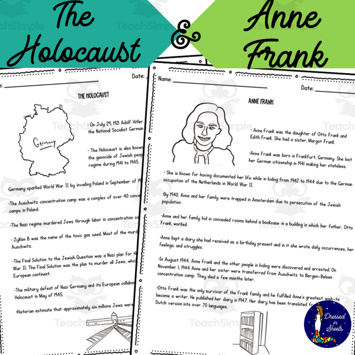 An educational teaching resource from Soumara Siddiqui entitled The Holocaust and Anne Frank downloadable at Teach Simple.