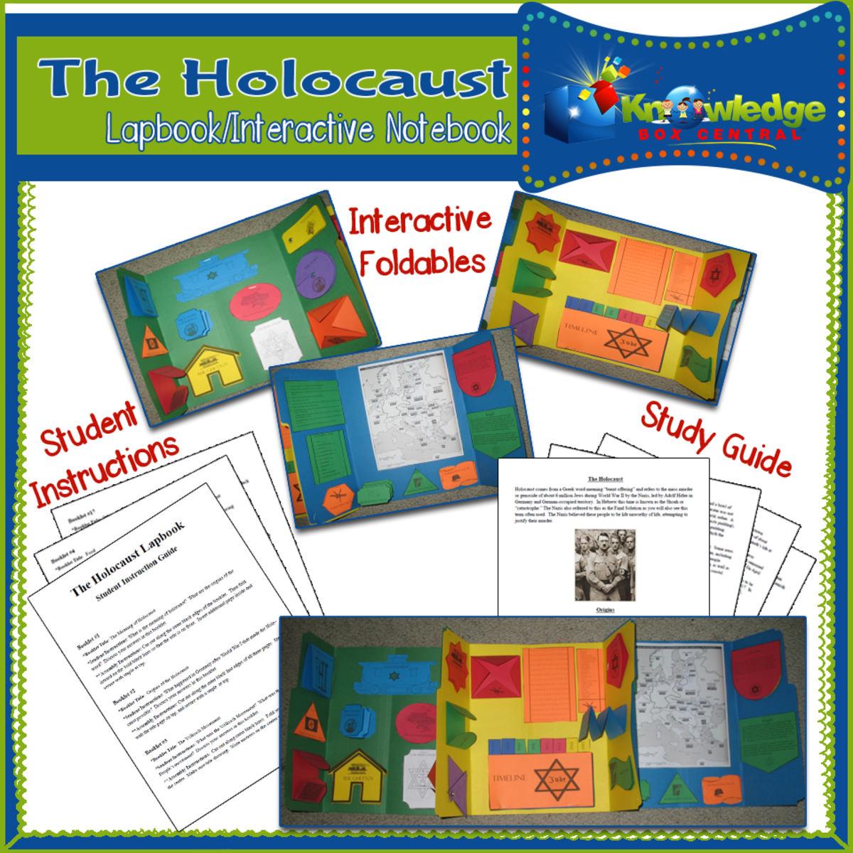An educational teaching resource from Knowledge Box Central entitled The Holocaust Lapbook / Interactive Notebook -EBOOK downloadable at Teach Simple.