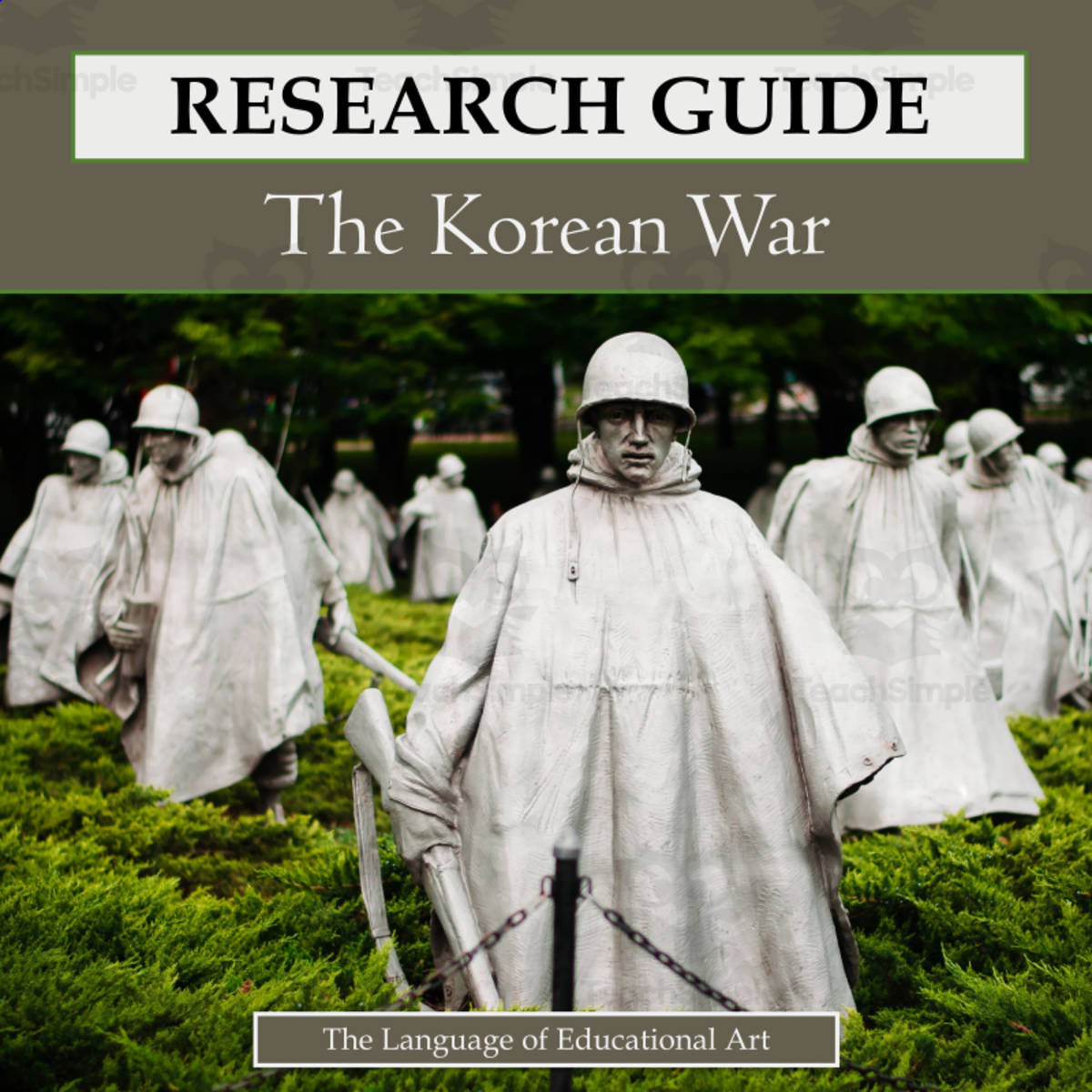 An educational teaching resource from The Language of Educational Art, LLC entitled The Korean War Research Guide downloadable at Teach Simple.