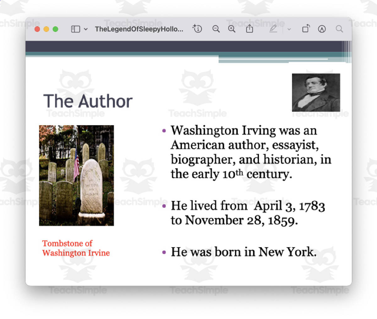 An educational teaching resource from Elizabeth's Store entitled The Legend of Sleepy Hollow downloadable at Teach Simple.