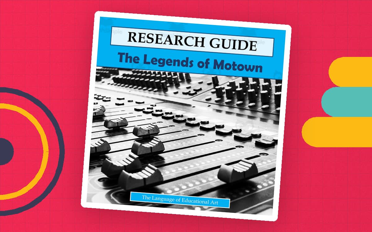 An educational teaching resource from The Language of Educational Art, LLC entitled The Legends of Motown Research Guide downloadable at Teach Simple.