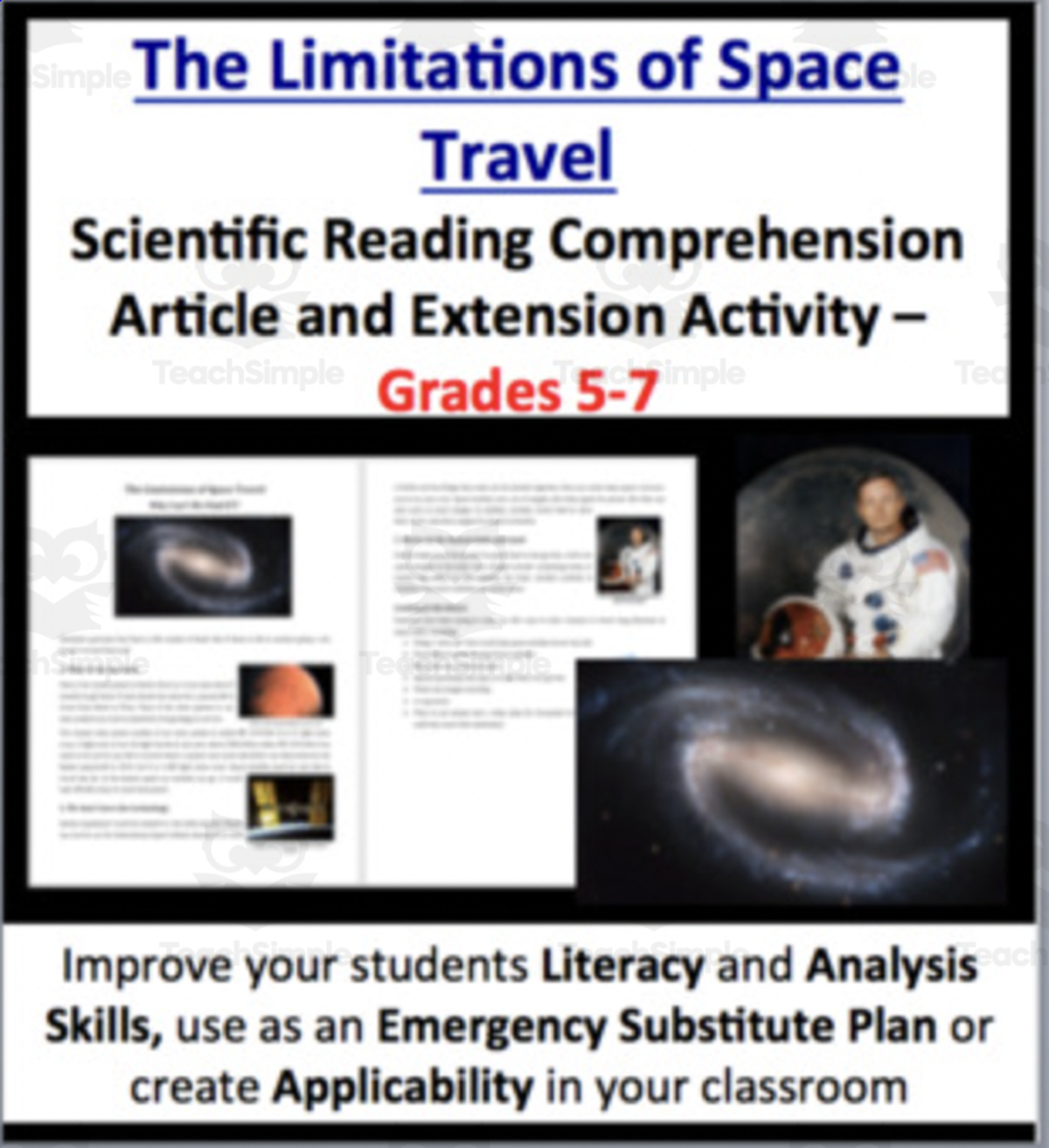 An educational teaching resource from Teach With Fergy entitled The Limitations of Space Travel - Digital Science Reading Article - Grades 5-7 downloadable at Teach Simple.