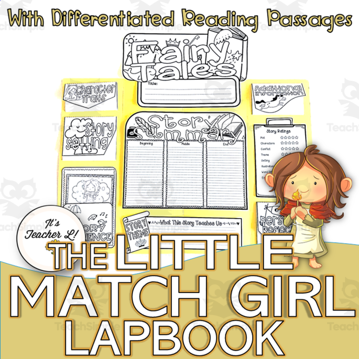 An educational teaching resource from It's Teacher L entitled The Little Match Girl Lapbook Project Reading Writing Grades 3 4 5 ELA downloadable at Teach Simple.