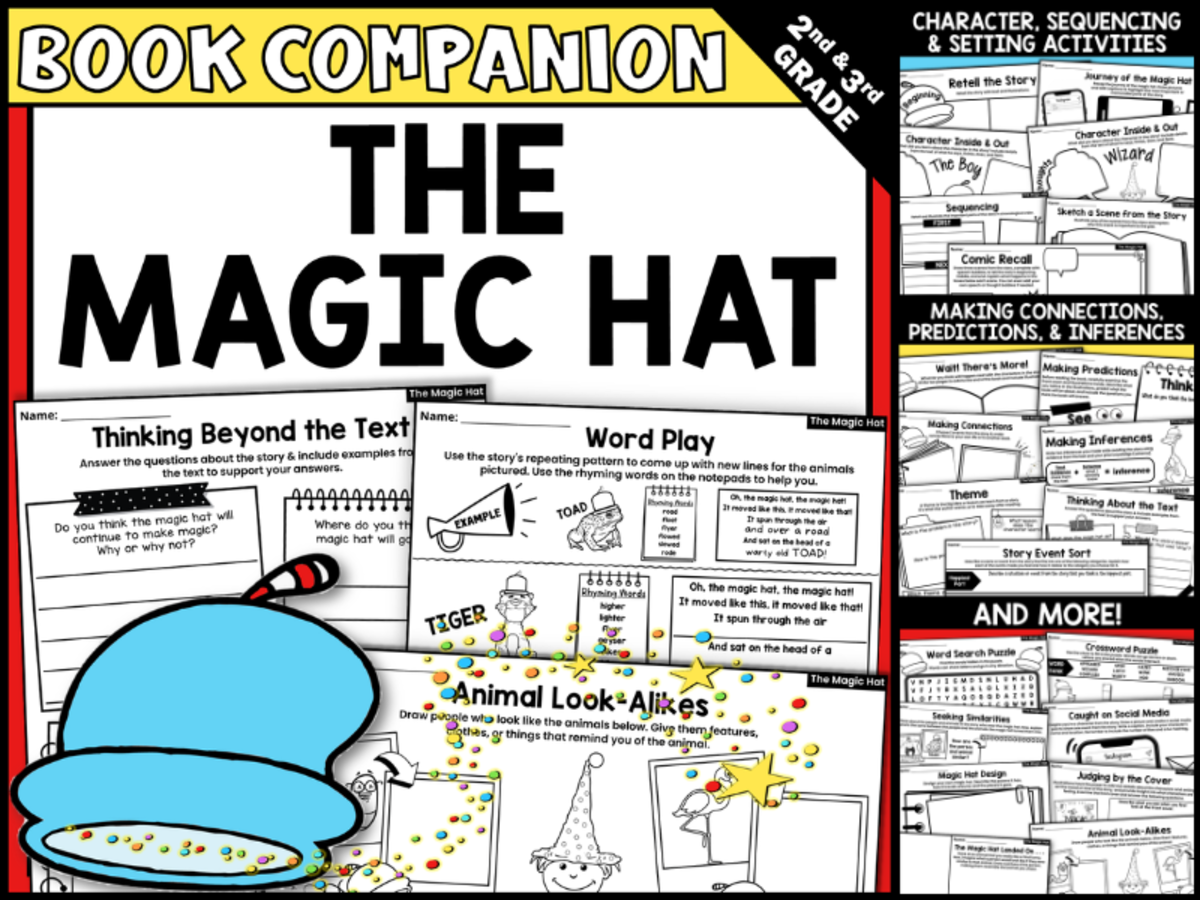 An educational teaching resource from Creatively Gifted entitled The Magic Hat, by Mem Fox Read-Aloud Activities downloadable at Teach Simple.