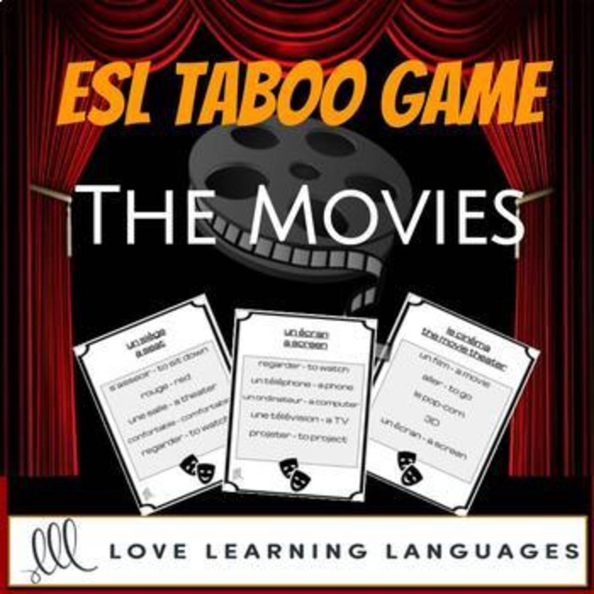 An educational teaching resource from Love Learning Languages entitled The Movies - Taboo Speaking Game downloadable at Teach Simple.