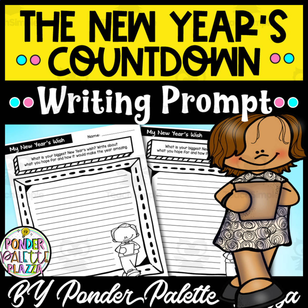 An educational teaching resource from Ponder Palette Plazza entitled The New Year's Countdown - New Year Writing Prompt downloadable at Teach Simple.