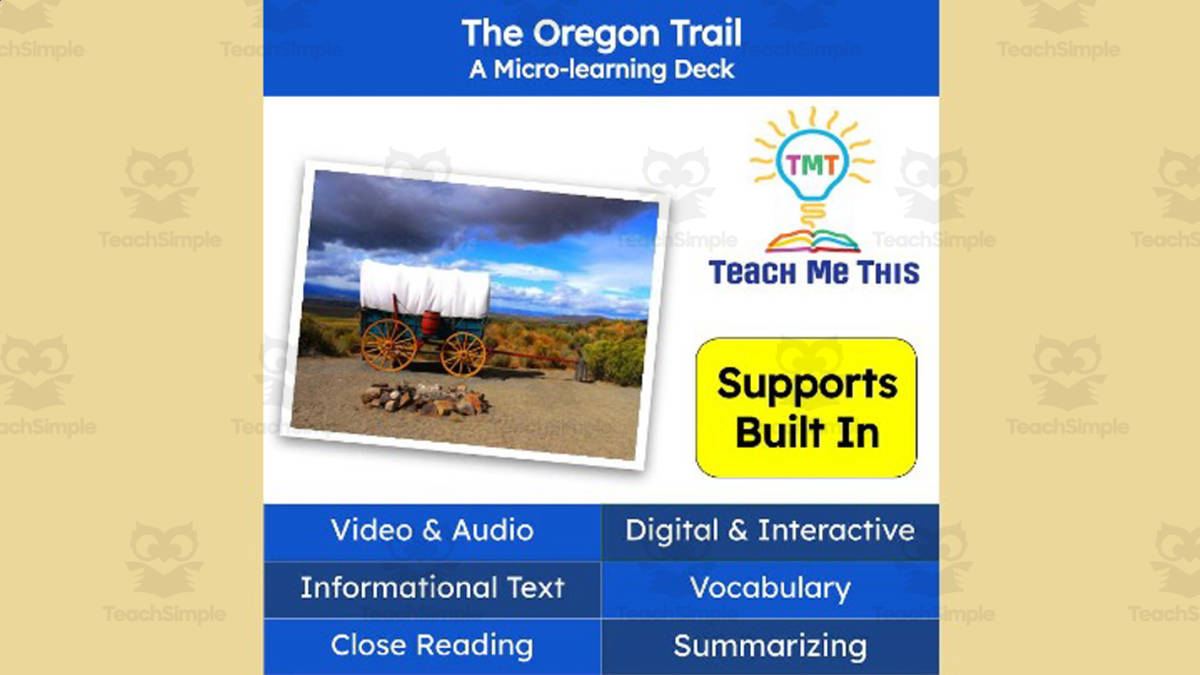 An educational teaching resource from Teach Me This entitled The Oregon Trail | Reading Comprehension Deck | Interactive Lesson downloadable at Teach Simple.