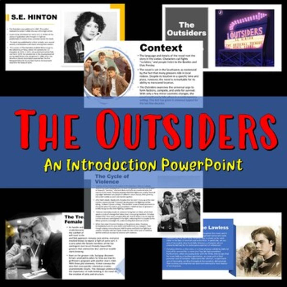 An educational teaching resource from Educate and Create entitled The Outsiders Introduction PowerPoint downloadable at Teach Simple.